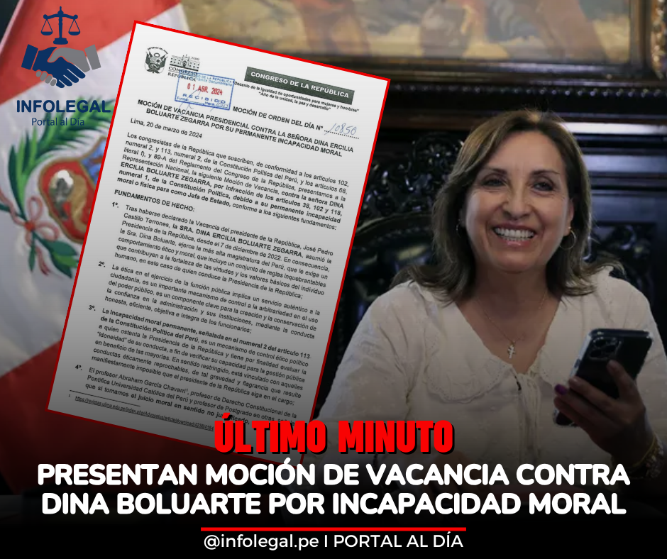 Presentan moción de vacancia contra Dina Boluarte por incapacidad moral